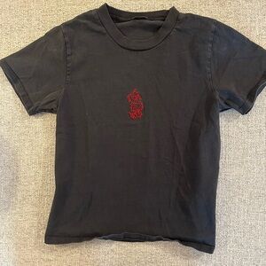 Brandy Melville Black Short Sleeve Tee with Red Dragon Embroidery